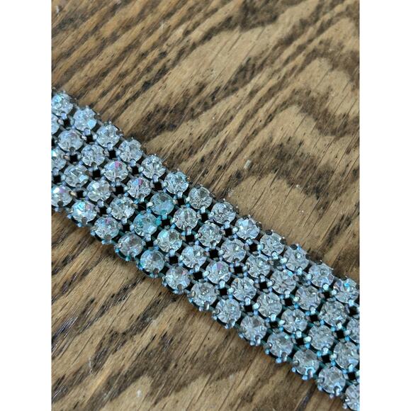 Vintage Rhinestone Western Belt 46” Length Bling Pop New Years Eve Heavy Buckle - Picture 6 of 8